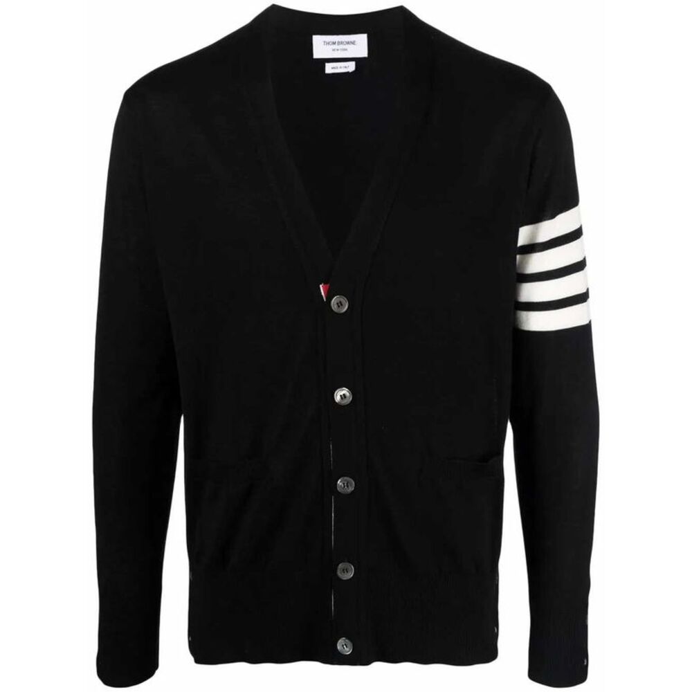 Thom Browne Men Cardigan With 4 Stripe Detail